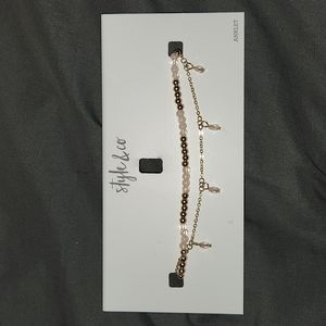 Style & Co Gold-Tone Beaded Double-Strand Ankle Bracelet